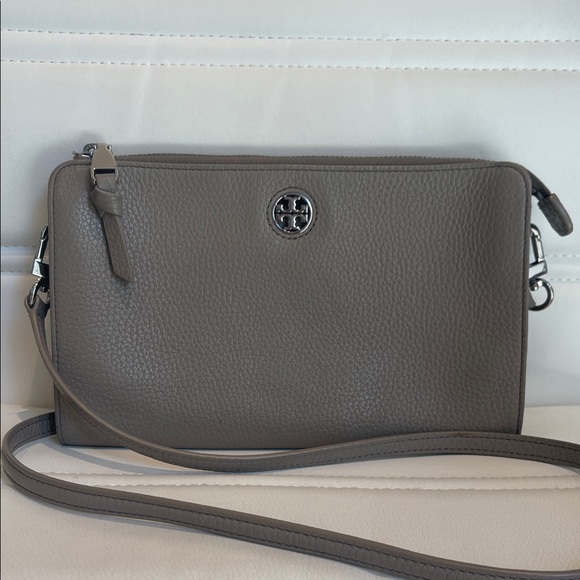 Tory Burch Handbags - Tory Burch Gray Leather Crossbody Bag